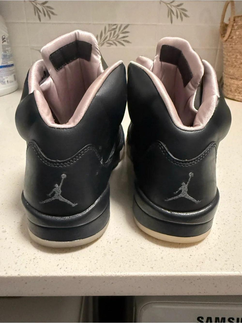 Jordan Black with Light Pink Accents High-Top Sneakers